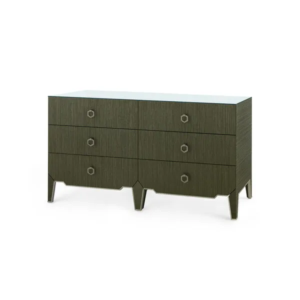 Product Image 1 for Madeline Extra Large 6-Drawer with Glass Top Deep Olive from Villa & House