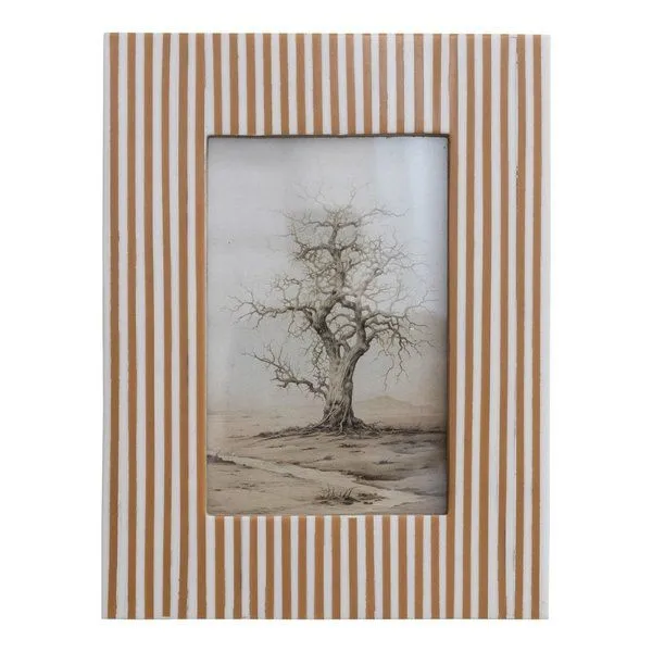 Product Image 1 for Resin Striped Photo Frame, White & Caramel from Creative Co-Op