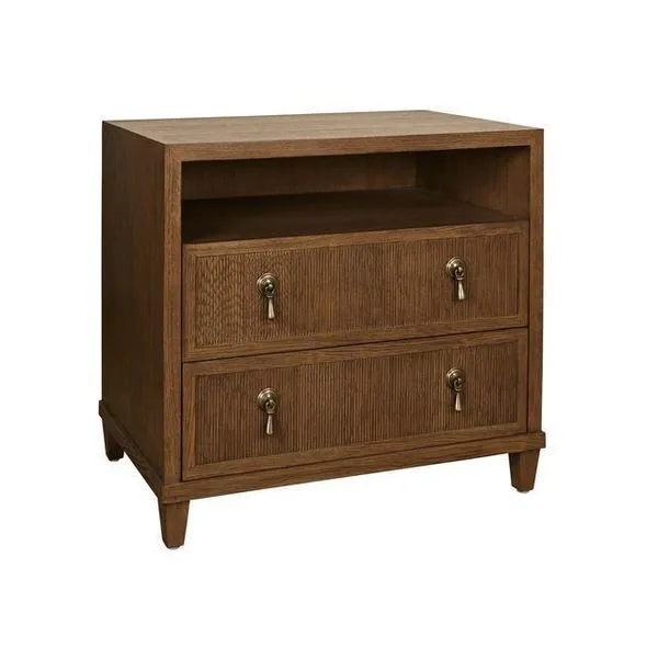 Product Image 2 for Two Drawer, Open Shelf Side Table With Fluted Drawer Fronts In Matte from Worlds Away