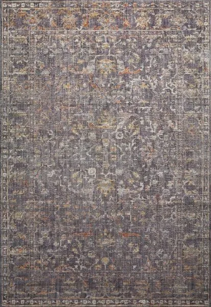 Rosemarie Graphite / Multi Rug displayed flat top-down to show full rectangular patterned design