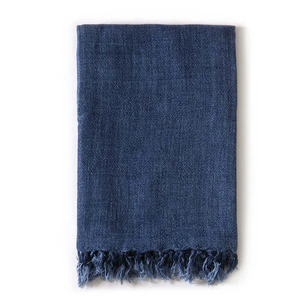 Product Image 1 for Montauk Linen Throw Blanket - Indigo from Pom Pom at Home