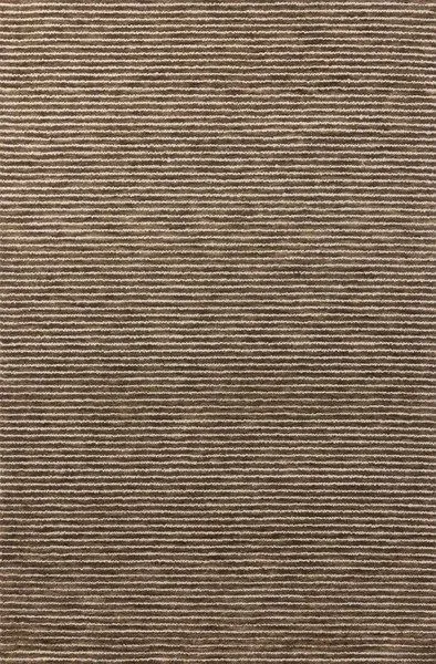 Sunday Mocha / Ivory Rug with textured pinstripe pattern in mocha and ivory wool, hand-tufted for dimension
