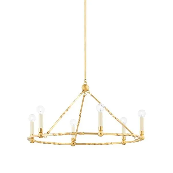 Product Image 1 for Josephine Twisted Gold Leaf 6-Light Chandelier from Mitzi