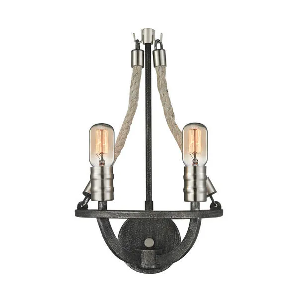 Product Image 1 for Natural Rope 2 Light Sconce In Silvered Graphite/Polished Nickel Accents from Elk Lighting