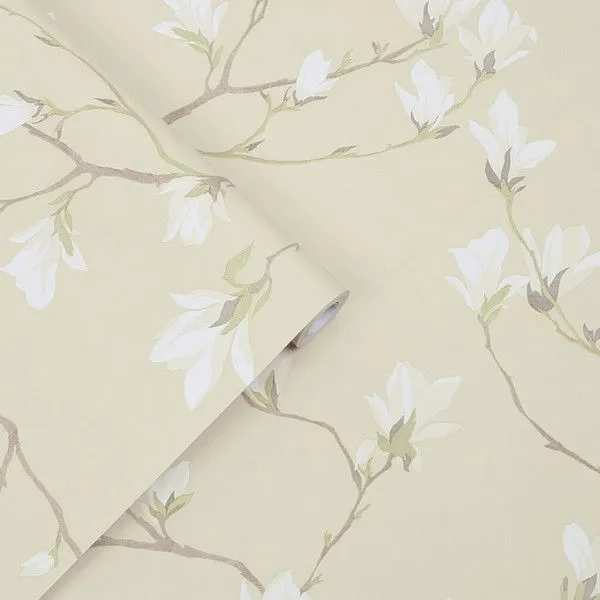 Product Image 1 for Laura Ashley Magnolia Grove Natural Floral Wallpaper from Graham & Brown
