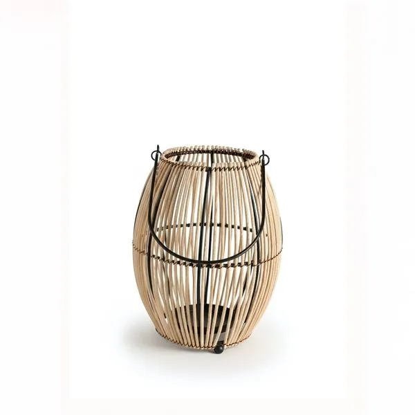 Product Image 1 for Natural Lantern Iron & Bamboo Dia 8.25" from BIDKHome