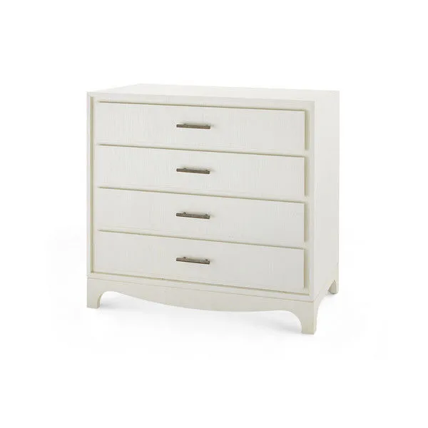 Barrett Large 4-Drawer dresser in sand white finish with clean lines and metal drawer pulls