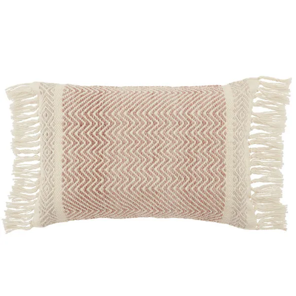 Product Image 3 for Iker Indoor/ Outdoor Light Burgundy/ Ivory Chevron Lumbar Pillow from Jaipur 