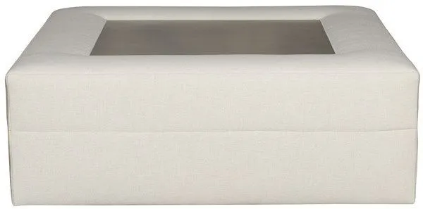 Leone Modular Sectional Bumper in Identify Ivory with a square fossil finish center panel and clean modern lines