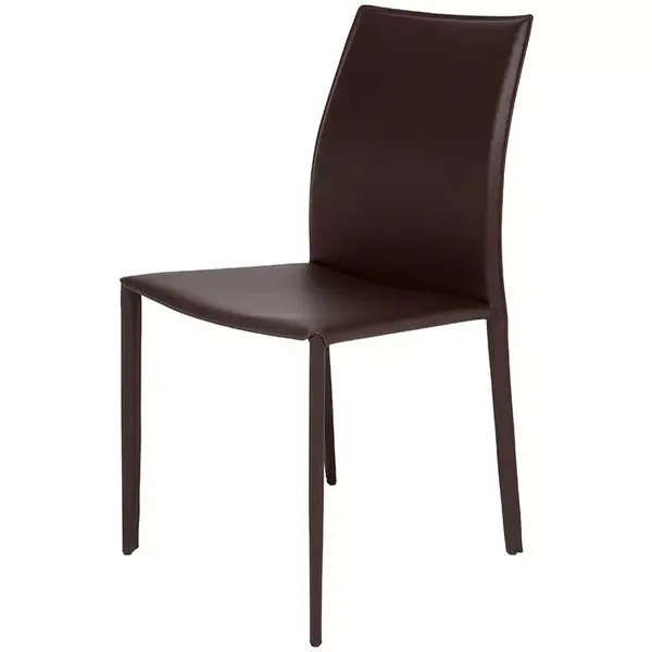 Sienna Upholstered Dining Chair in rich brown with slim legs and slightly curved backrest