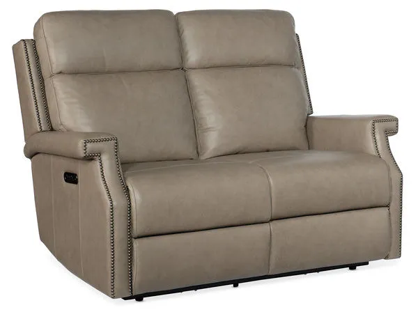 Vaughn Zero Gravity Loveseat in Shattered Stone top grain leather with tailored arms and power headrests