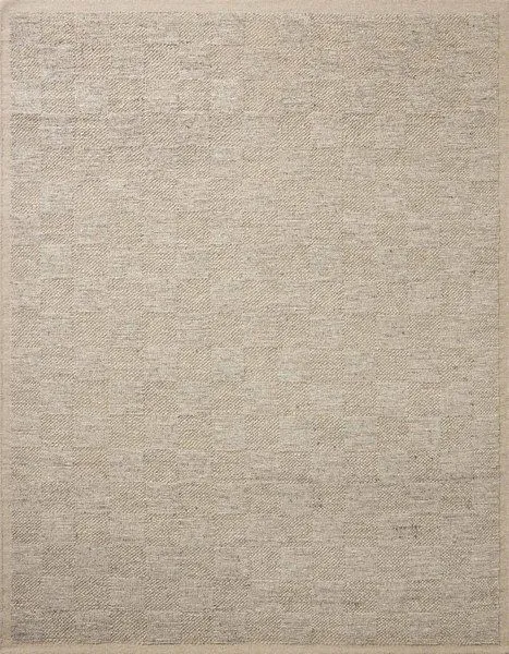 Hand-woven wool area rug in natural earth tones with a subtle two-level checkerboard pattern