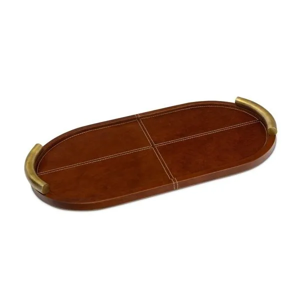 Product Image 1 for Cognac Oval Hayes Leather Tray from Regina Andrew Design