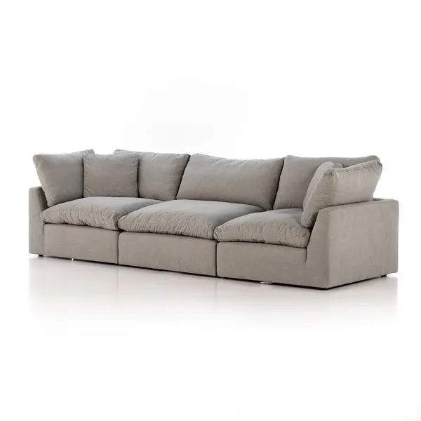 Stevie 3 Piece Sectional Sofa in beige with feather-blend cushions and soft durable upholstery