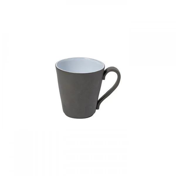 Set of 6 white Lagoa Eco Gres mugs with smooth matte exterior and glossy interior