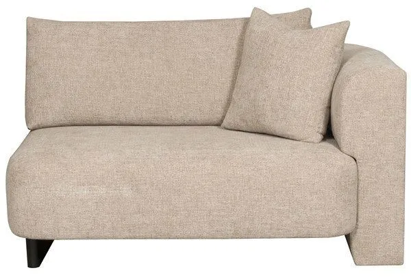 Lola Modular Sectional Right Arm Loveseat in Jasper Pebble fabric with rounded edges and plush cushions