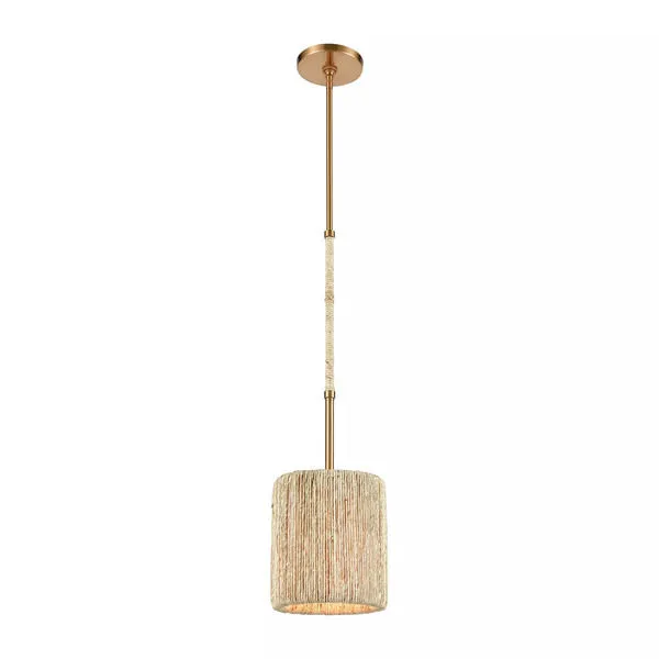 Product Image 4 for Abaca 1 Light Mini Pendant In Satin Brass With Abaca Rope from Elk Lighting