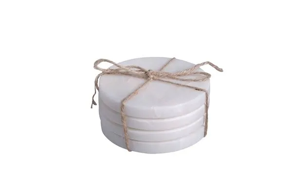Product Image 1 for Hampton White Marble Coasters, Set of Four from BIDKHome
