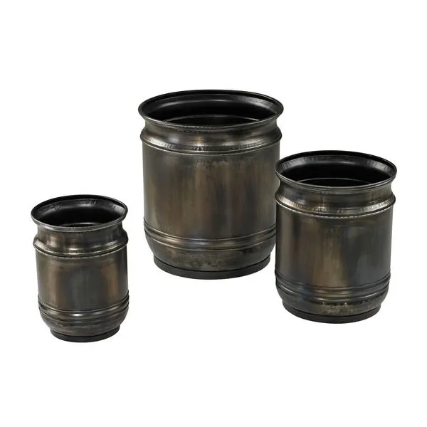 Product Image 1 for Set Of 3 Oxidised Finish Planters from Elk Home