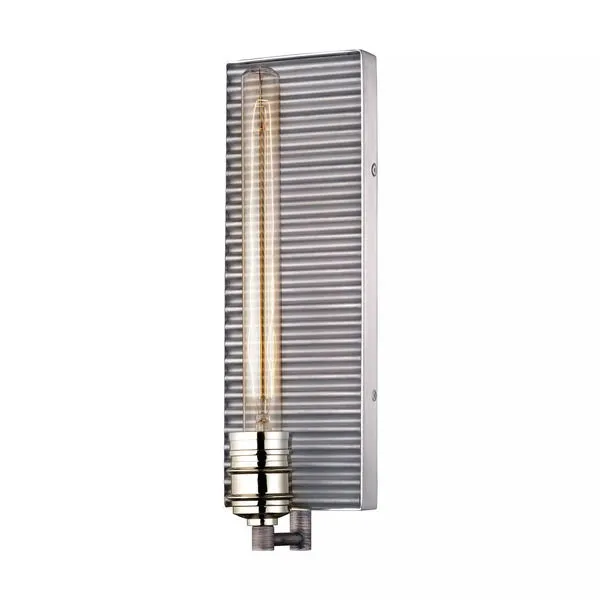 Product Image 1 for Corrugated Steel 1 Light Wall Sconce In Weathered Zinc And Polished Nickel from Elk Lighting