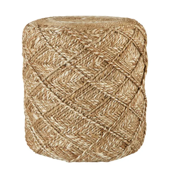 Product Image 2 for Ystad Natural Beige/ White Cylinder Pouf from Jaipur 