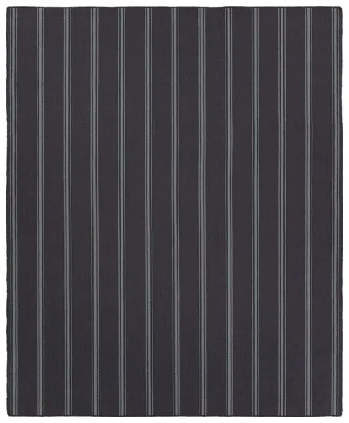 Handwoven navy and light blue striped flatwoven rectangular rug 3 feet by 8 feet
