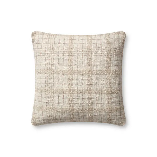 Fern Ivory Beige pillow with a subtle check pattern in natural beige and ivory colors