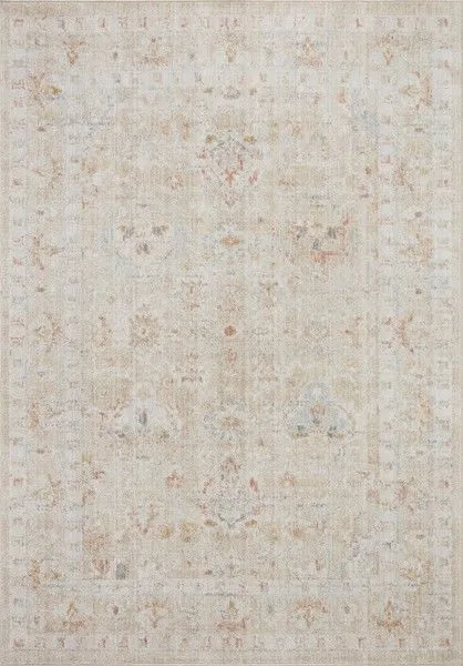 Monroe Sand / Sunrise Rug with antique Turkish Oushak-inspired large-scale motifs in a neutral palette with subtle black d...