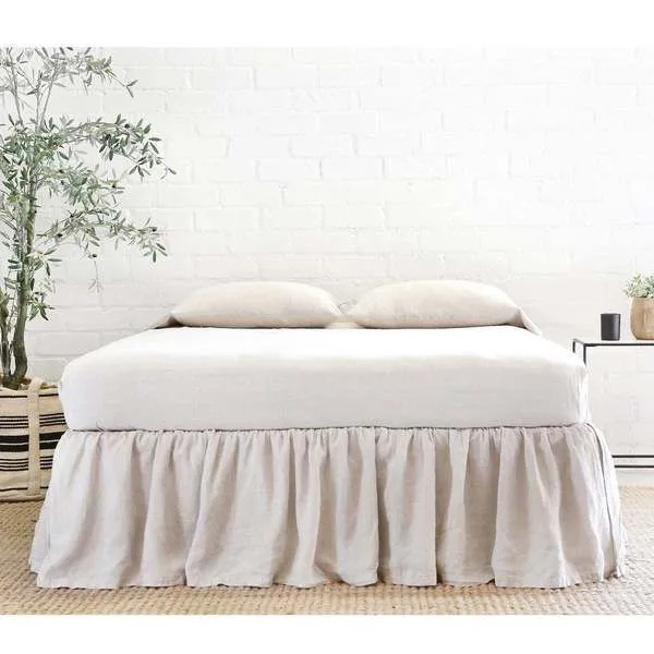 Product Image 1 for Gathered Flax Linen California King Bed Skirt from Pom Pom at Home