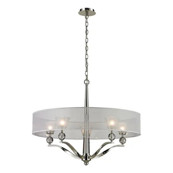 Product Image 1 for Corisande 5 Light Chandelier In Polished Nickel from Elk Lighting