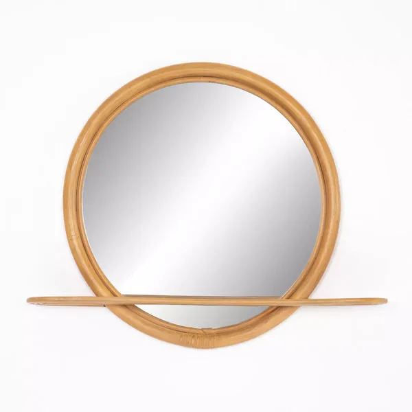 Product Image 5 for Toluca Rattan Mirror With Shelf Honey from Four Hands
