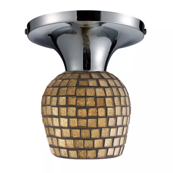 Product Image 2 for Celina 1 Light Semi Flush In Polished Chrome And Gold Leaf Glass  from Elk Lighting