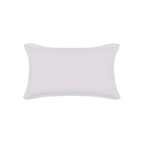 Georgie White Sham Pillow in soft white bamboo linen with subtle flanged edges, rectangular shape