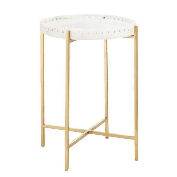Product Image 1 for Freya Antique Brass & Marble Accent Table from Currey & Company