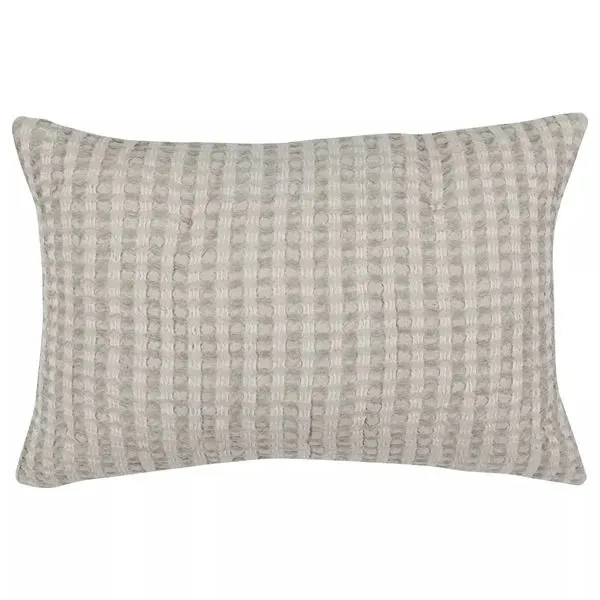Claire Linen Natural Sham with waffle-like textured weave in neutral beige tones, rectangular shape
