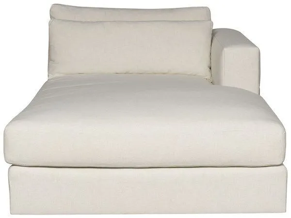 Leone Modular Sectional Left Arm Chaise in Identify Ivory fabric with plush cushions and extended chaise lounge