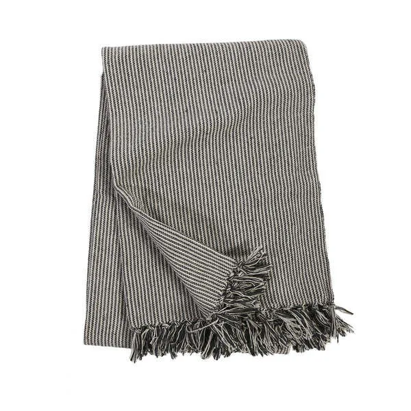 Product Image 1 for James Oversized Striped Throw Blanket - Ivory /  Charcoal from Pom Pom at Home