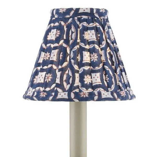 Product Image 1 for Block-Print Navy Multi Pleated Chandelier Shade from Currey & Company