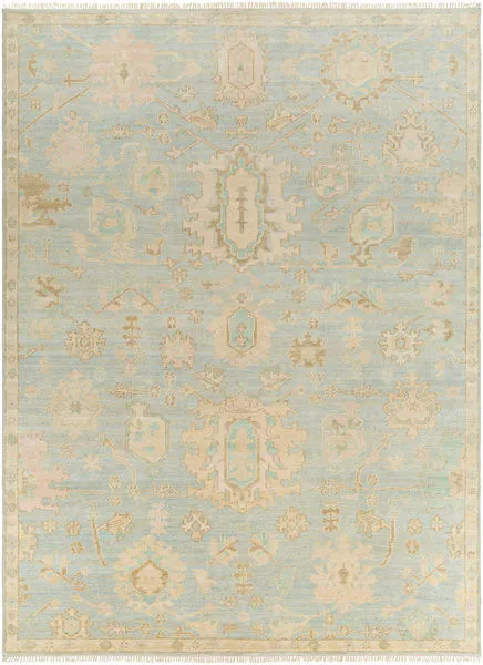 Product Image 1 for Antalya Hand-Knotted Wool Sage / Light Blue Rug - 8' x 10' from Surya