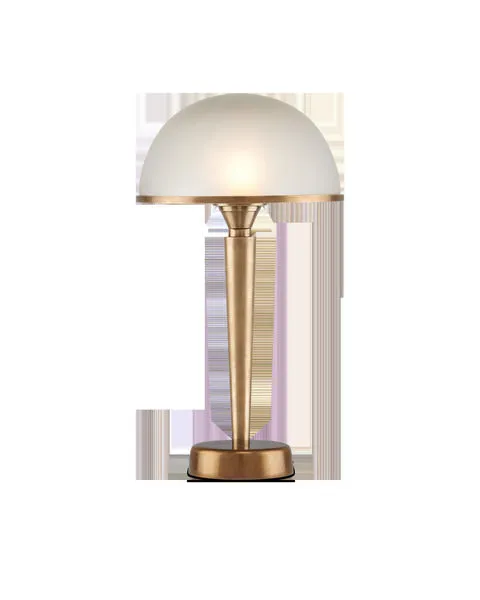 Gatsby Table Lamp with frosted glass dome shade and antique brass finish base and stem