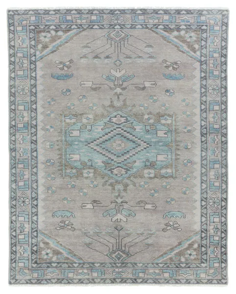 Product Image 4 for Santita Hand-Knotted Medallion Gray/ Blue Rug from Jaipur 