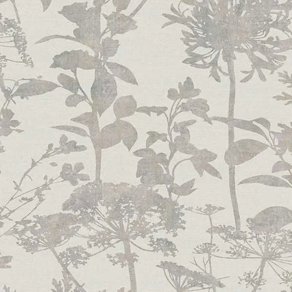 Esther Wallpaper with giant umbellifers and cotton effect texture in a tonal Stone colorway