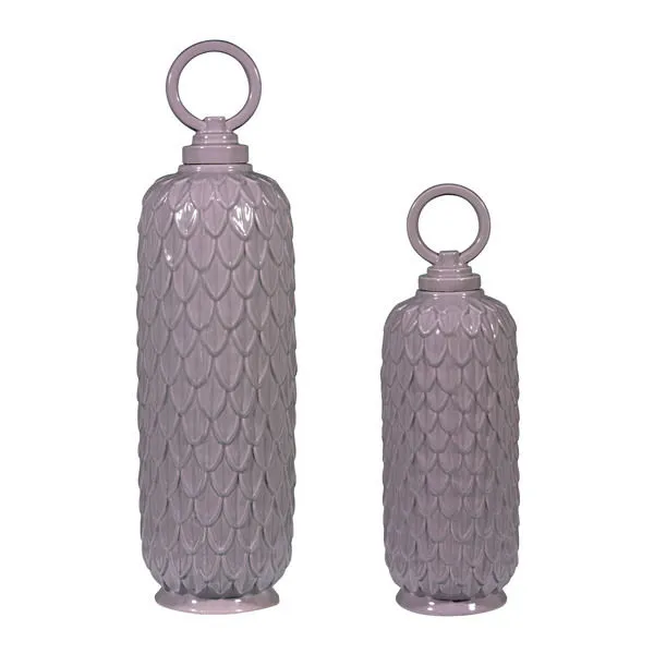 Product Image 1 for Set Of 2 Lidded Ceramic Jars In Lilac Luster from Elk Home