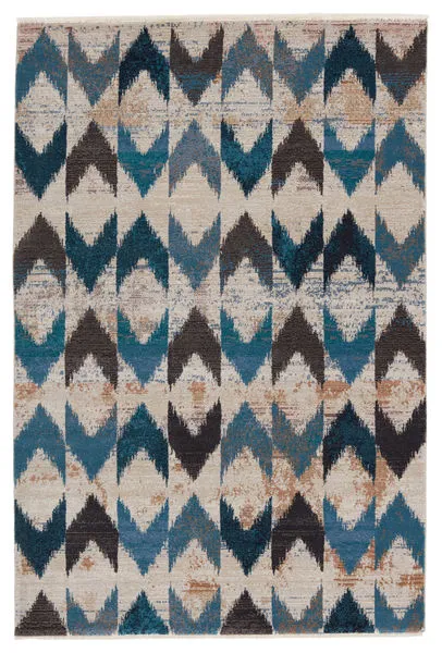 Product Image 9 for Zevi Chevron Blue/ Beige Rug from Jaipur 