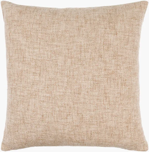 Mindy Sandstone Accent Pillow in light camel and crème with textured woven fabric, square shape