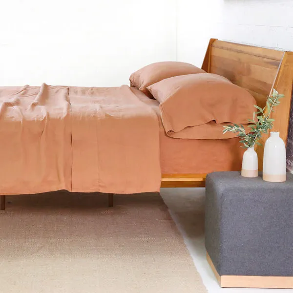 Product Image 1 for California King Terra Cotta Linen Sheet Set from Pom Pom at Home