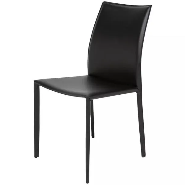 Sienna Upholstered Dining Chair in sleek black with cushioned seat and back, modern slim legs
