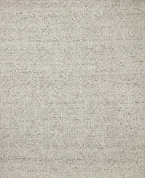 Ivory geometric rug with layered textured pattern in thick, handwoven fine yarns