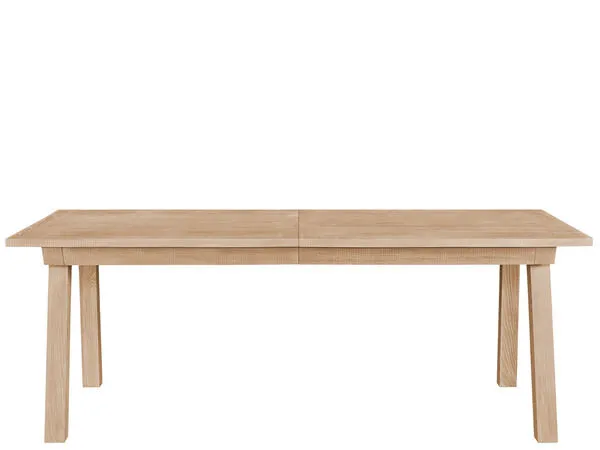 Modern-rustic Miller Dining Table with angled legs and robust off-white tabletop in crisp finish