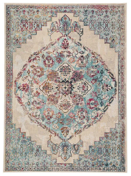 Product Image 6 for Briar Medallion Cream/ Turquoise Rug from Jaipur 